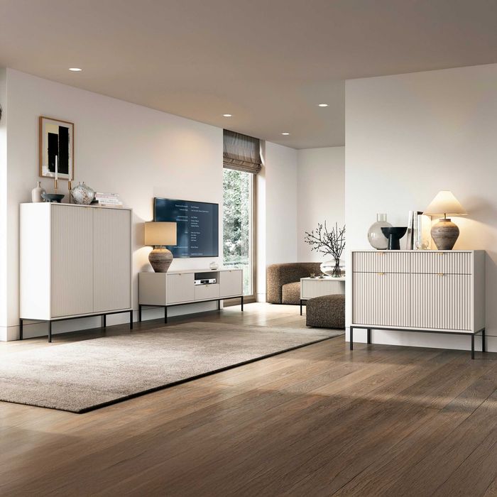 Szafka nocna do sypialni Crow S54 / Kaszmir + czarny stelaż