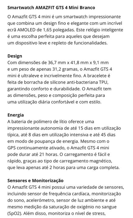 SmartWatch Amazfit GTS 4