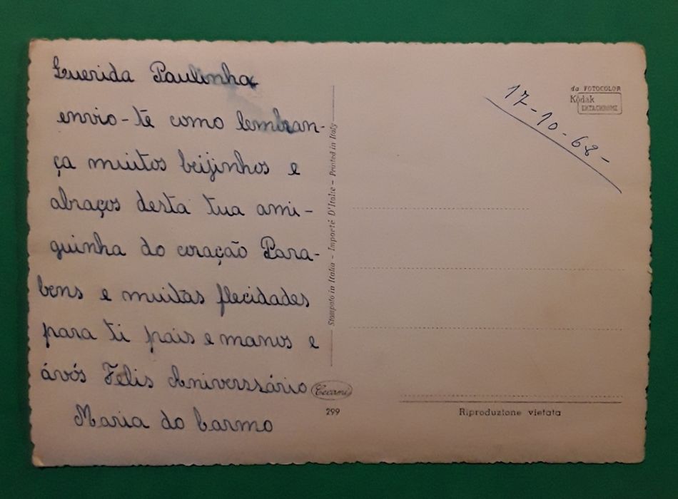 Antigo postal menina com cão