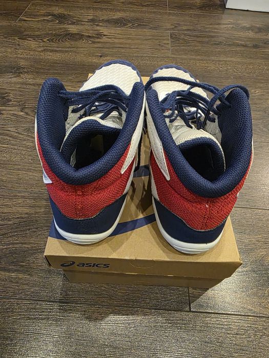 Buty zapaśnicze Asics Matflex 6 – biało/niebieskie – rozmiar 42