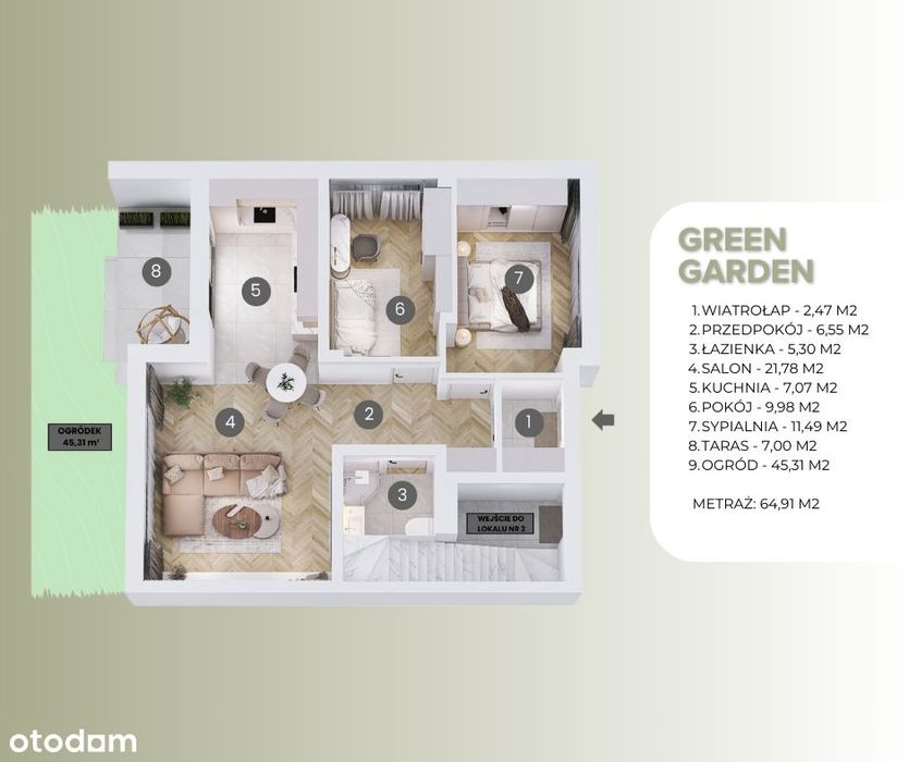 Nowy apartament z ogródkiem w sąsiedztwie lasu