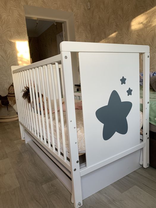 Дитяче ліжко, люлька, ліжко біле , матрац 1200*600