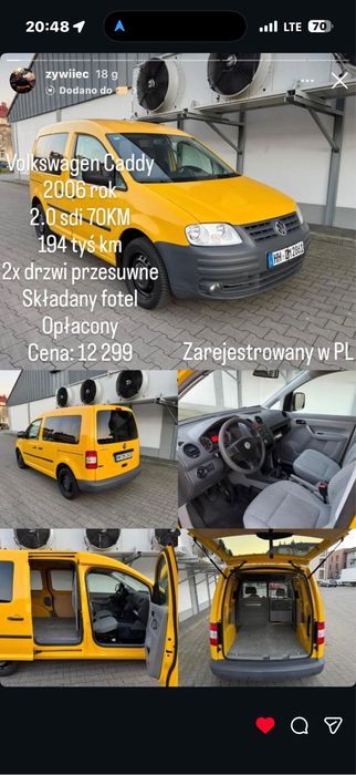 Caddy 2.0 Sdi 70hp zarejestrowany w Pl i oplacony