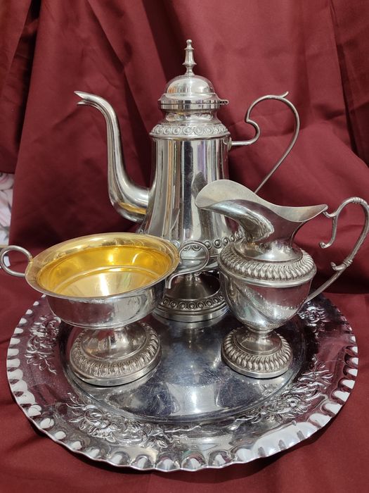 Швеція Чайний сет вінтаж Art Nouveau, ваза чайник метал