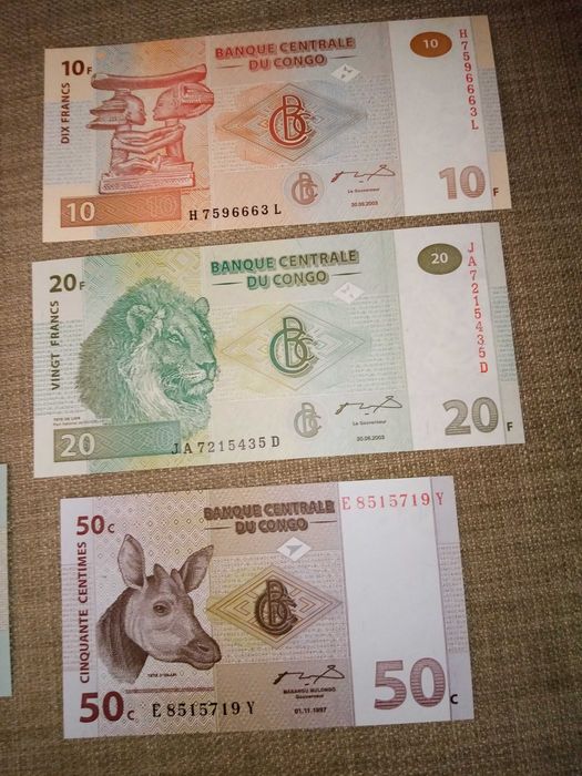 CONGO 6 Notas 2 SÉRIES NÃO Circuladas 1 de 1997 a 2ª de 2003 ver fotos