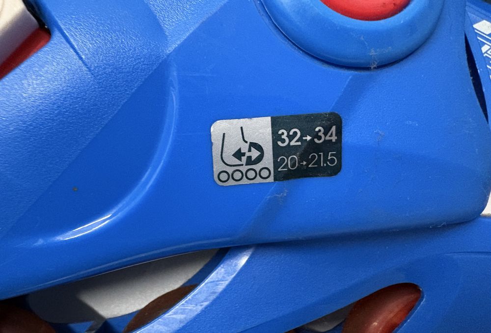 Patins em linha para criança, ajustáveis 32 a 34, usados