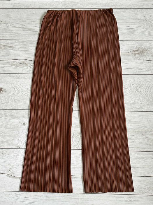CALVIN KLEIN Spodnie Damskie Plisowane Szerokie Nogawki Brązowe M L