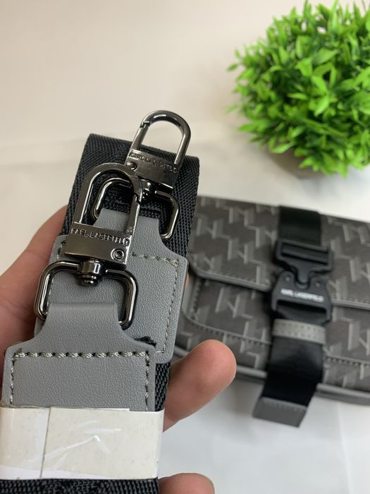 Сумка Karl Lagerfeld, сумка через плече карл/лагерфельд/чорна/біла