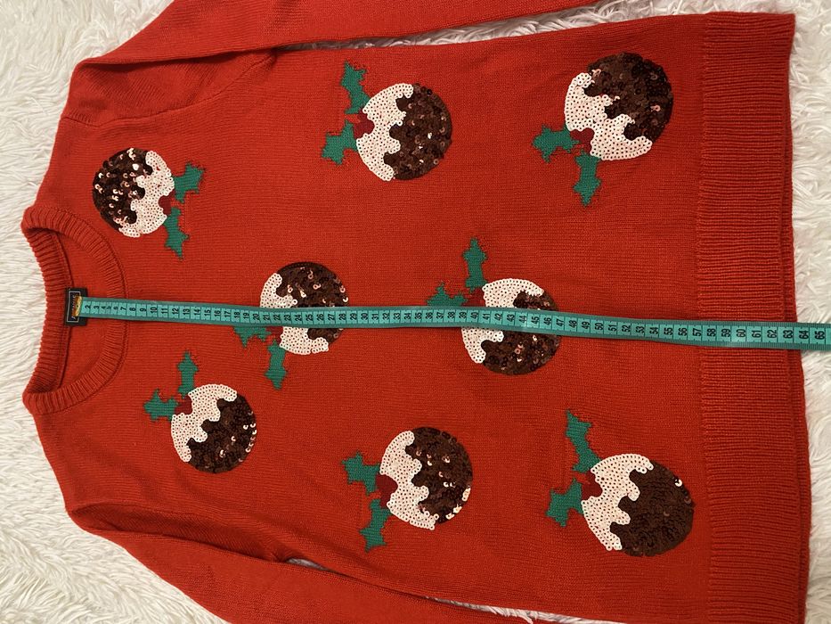 Новорічний червоний светер новогодний свитер красный 8-12 р.