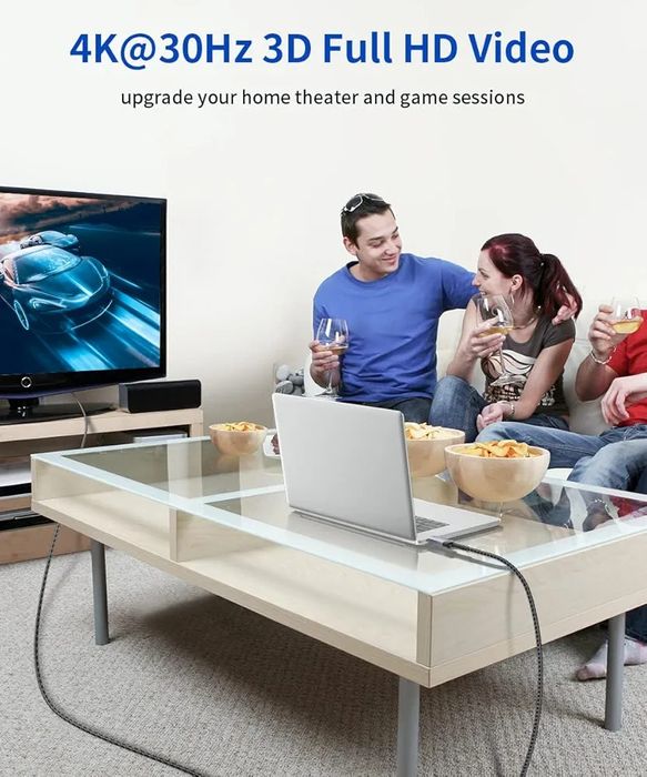 Kabel JSAUX Displayport - HDMI 3M 4Kx30HZ