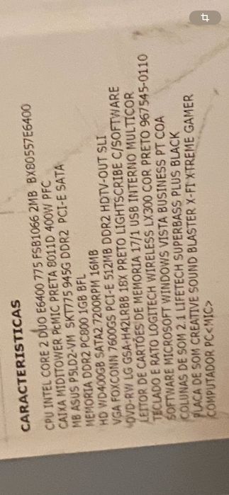 Computador desktop torre - Peças