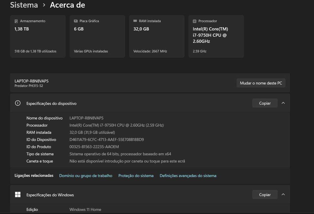 Acer Predator Helios 300 (32GB RAM)
