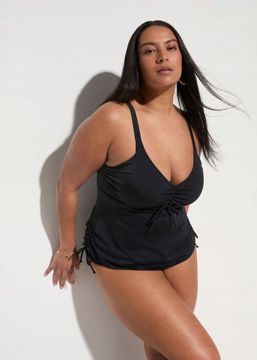 B.P.C czarne tankini na fiszbinach z marszczeniem r.42(80C)