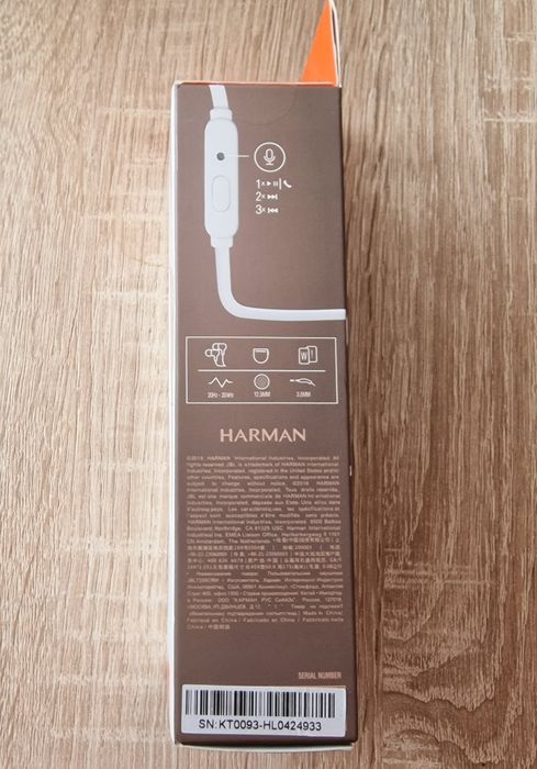 Słuchawki Przewodowe JBL Tune 205 Biało-Złote Jack 3,5 mm