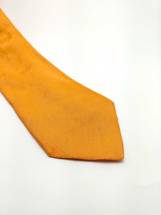 Massimo Dutti pomarańczowy jedwabny lniany krawat ady02