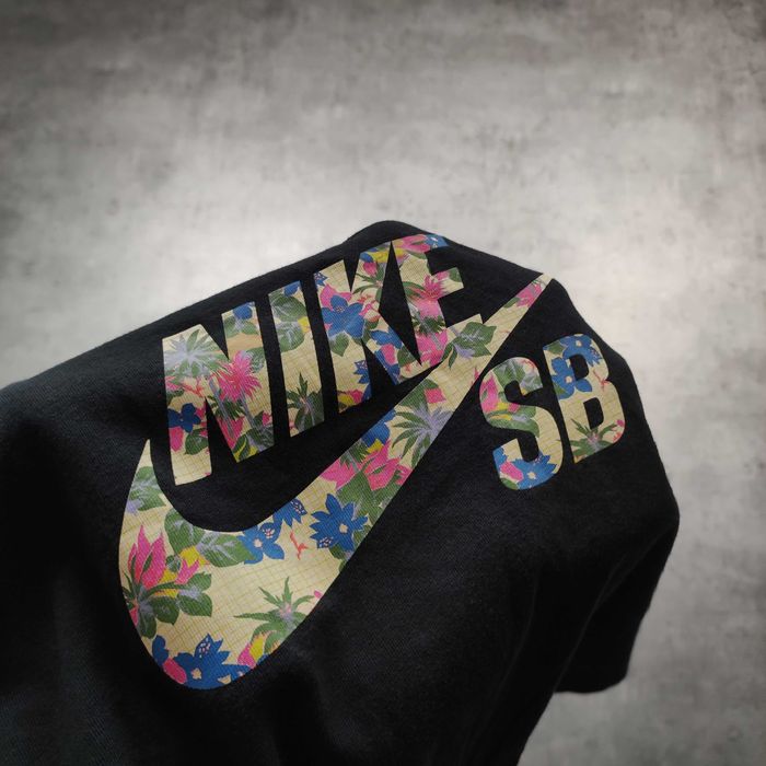 MĘSKA Koszulka Bawełna PREMIUM Czarna Duże Logo Nadruk Multicolor Nike