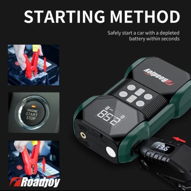 Бустер 4-в-1 потужний: пусковий+насос+павербанк+ліхтар