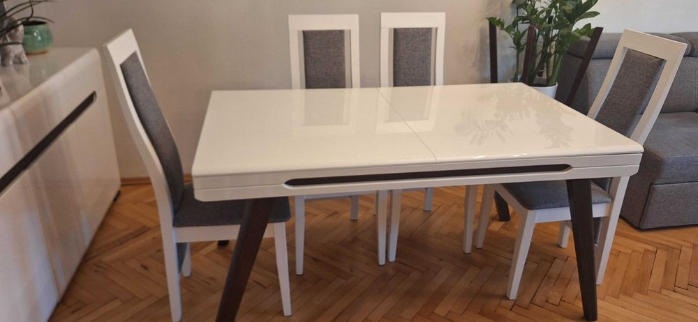 Stół Azteca biały wysoki połysk