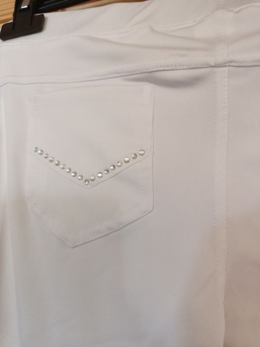 Legginsy białe z cyrkoniami 3/4