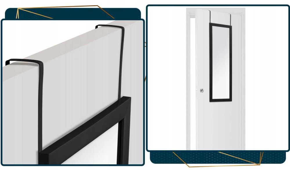 Nowoczesne LUSTRO Wiszące Na Drzwi Szafę Czarna Rama Duże (GRATIS)