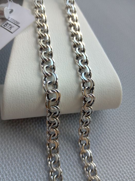 Міцний срібний ланцюг Бісмарк з чорнінням 55 см цепочка 50 60 12 грам