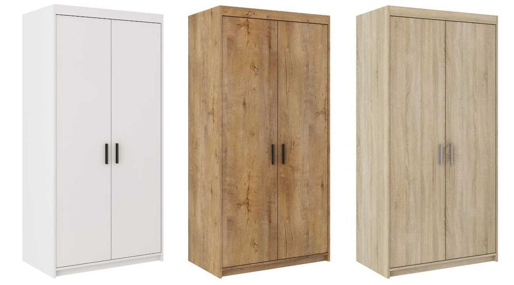 Szafa ELENA 2D Biała Dąb Sonoma Dąb Lefkas 90cm Pojemna