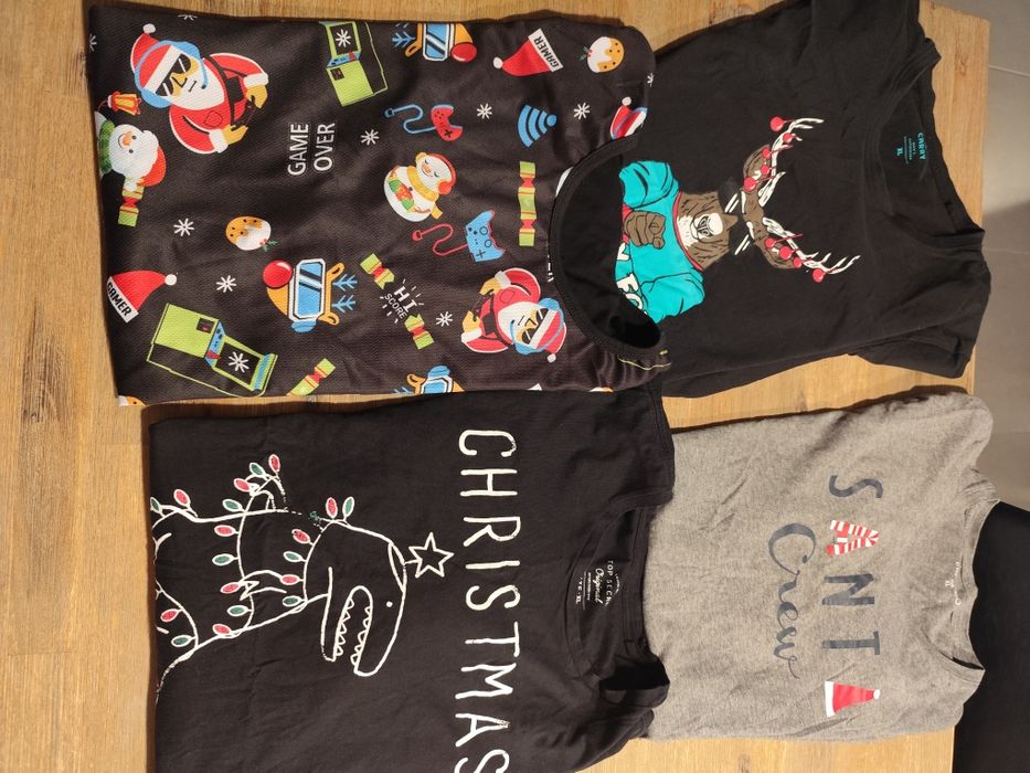 Zestaw 4 koszulek świątecznych męskich XL cena za całość-stan idealny