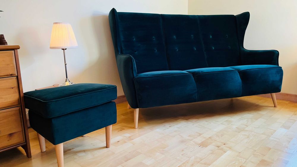 Sofa wypoczynkowa, 3 osobowa, welur, butelkowa zieleń, BOSTO, Agata