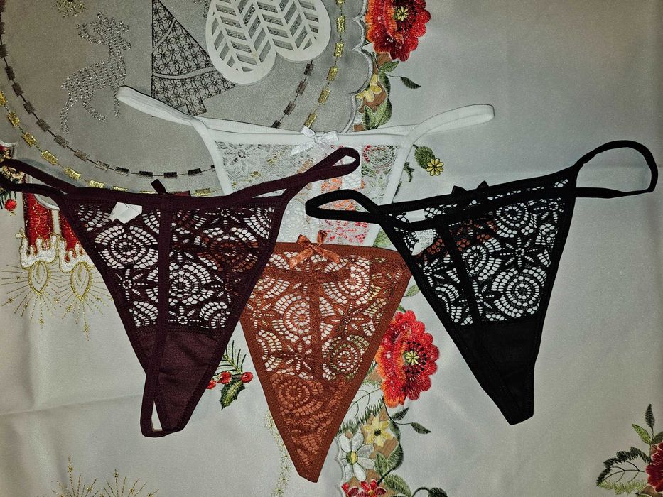 Majtki damskie stringi koronkowe M
