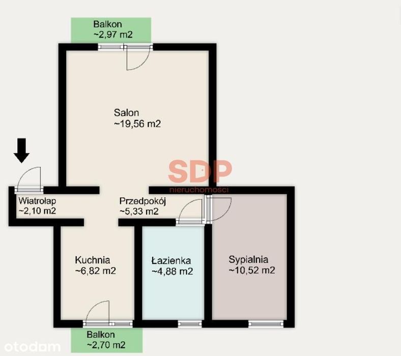 2- pokojowe mieszkanie z osobną kuchnią | 2 balkony