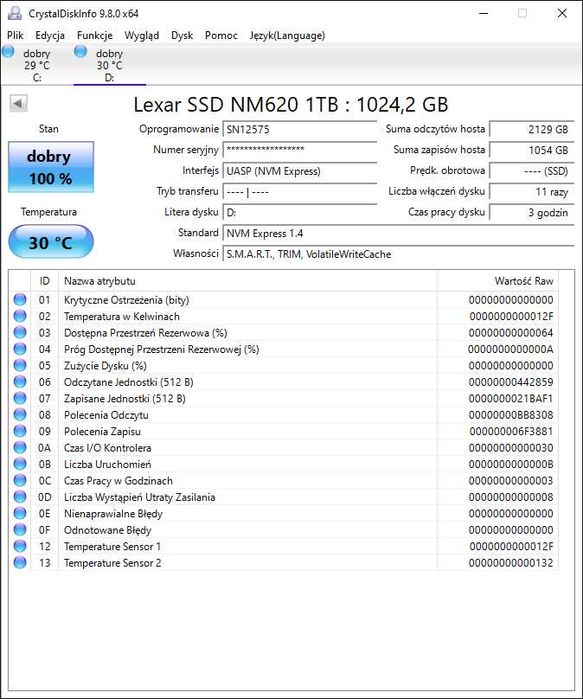 Dysk M.2 Lexar NM620 1TB Gen3x4