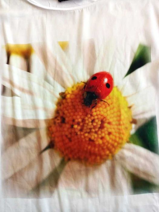 T-shirt oversize z biedronką YOUTIME M/38 łączone materiały #1476