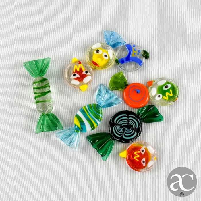 Taça e rebuçados em vidro de Murano