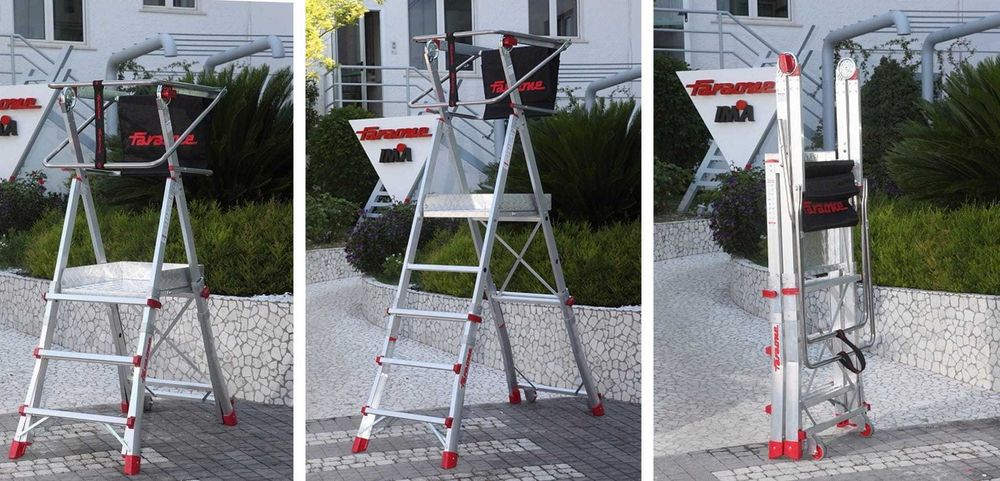 Teleskopowa Drabina Magazynowa jezdna Pls5, Podest ,Platforma