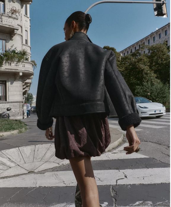 Авіатор Дублянка zara s-m чорна тренд коротка курточка