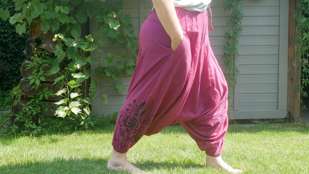 Szarawary damskie bordowe. Hand made - Nepal. Promocja!!!