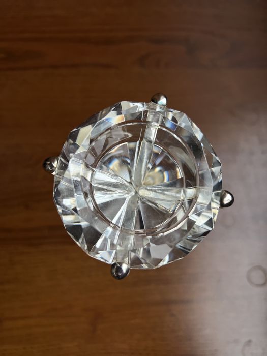 Подсвечник свадебный Перстень 22 см металл и стекло