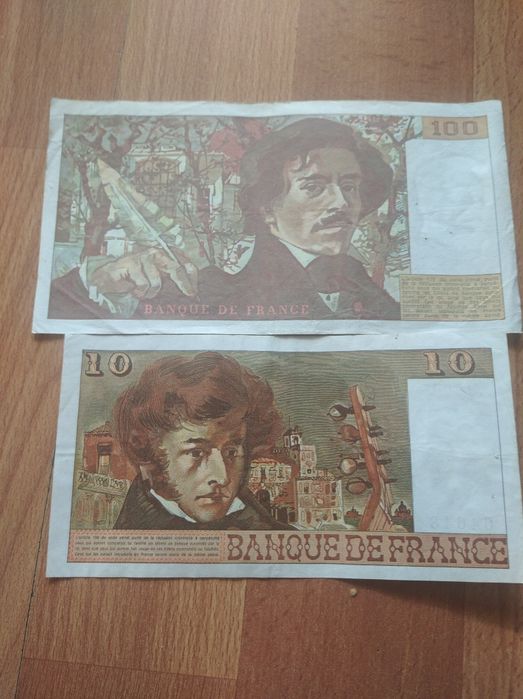 Notas de França De 100 francos e 10
