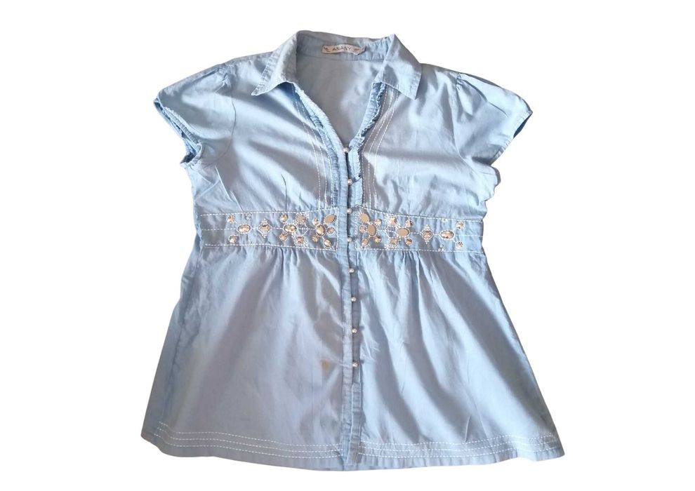 Light Blue Blouse Size 42 with a 1 cm x 1.5 cm Stain - Brand Anany