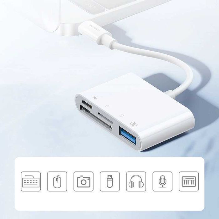 HUB Lightning OTG p/ USB / iPhone / Leitor SD e TF Joyroom S-H142