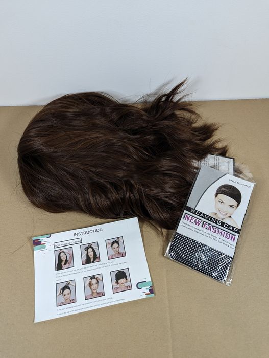 Peruka brązowa krótkie włosy damska ok 30 cm BRĄZ brunetka