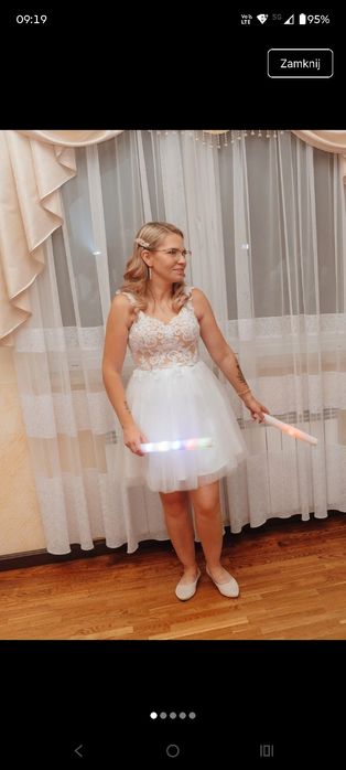 Sukienka ślubna, wieczór panieński,  biała tiulowa gorsetowa S/M