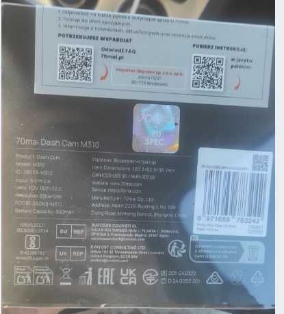 Kamera do auta 70mai QHD WiFi szeroki kąt 130 stopni nagrania nocne FV