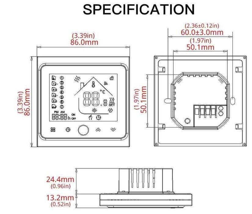 Termostat Wifi  Moes do elektrycznego ogrzewania podłogowego + czujnik