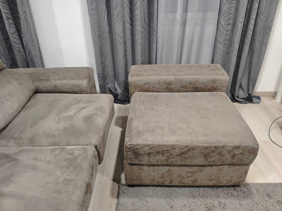 Sofá chaise longue reversível | extensível + puffs