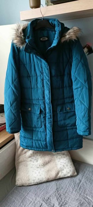 Kurtka jesienno zimowa turkusowa z kapturem rozmiar S