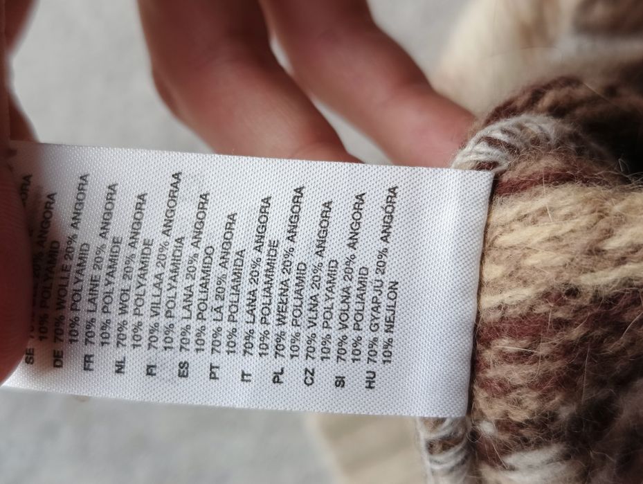 Czapka zimowa wełniana, wełna h&m beżowa brązowa