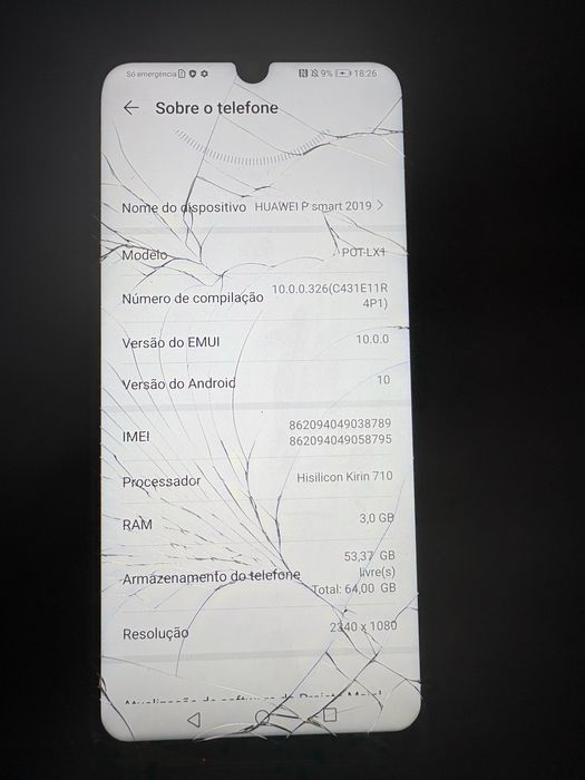 Huawei P Smart 2019 – 64GB – Ecrã Partido