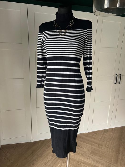Dopasowana sukienka w paski z bawełny rozmiar 36 S marki Massimo Dutti