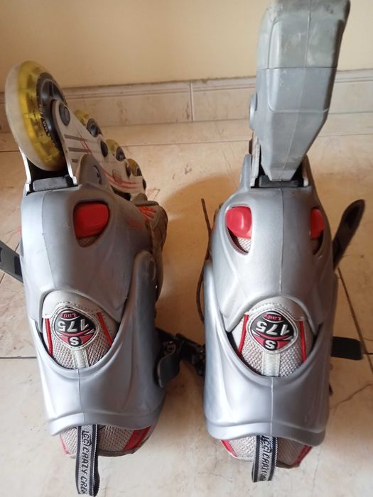 patins em linha + saco + proteções